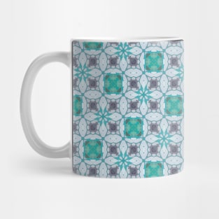 Teal Blocks and Gray Flower Pattern - WelshDesignsTP003 Mug